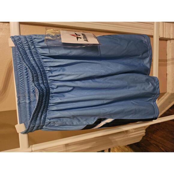 Alleson Athletic - youth Size M football shorts blue w/ stripes and pockets NWT - Picture 1 of 5